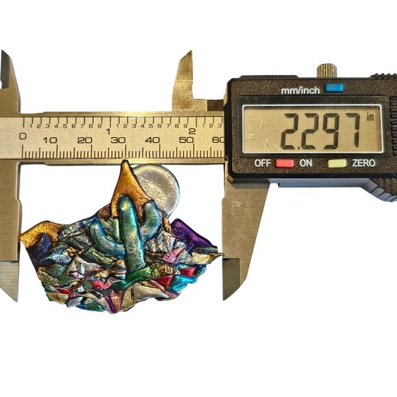 Desert Brooch Cactus Sun Mountain 2.3" Multicolor Pin Handmade Resin Metallic - Picture 4 of 9